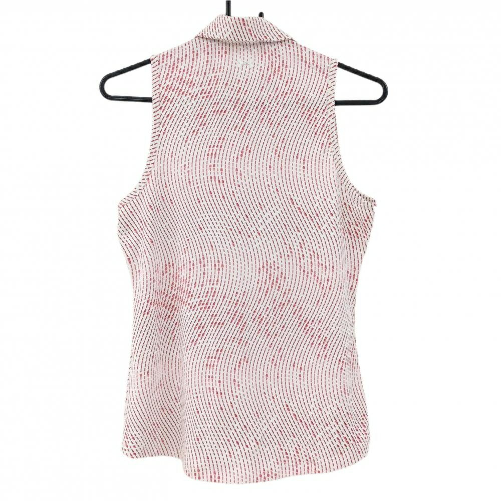 【超美品】アンダーアーマー ノースリーブポロシャツ 白×レッド 総柄 ヒートギア Hawaii レディース SM ゴルフウェア UNDER ARMOUR