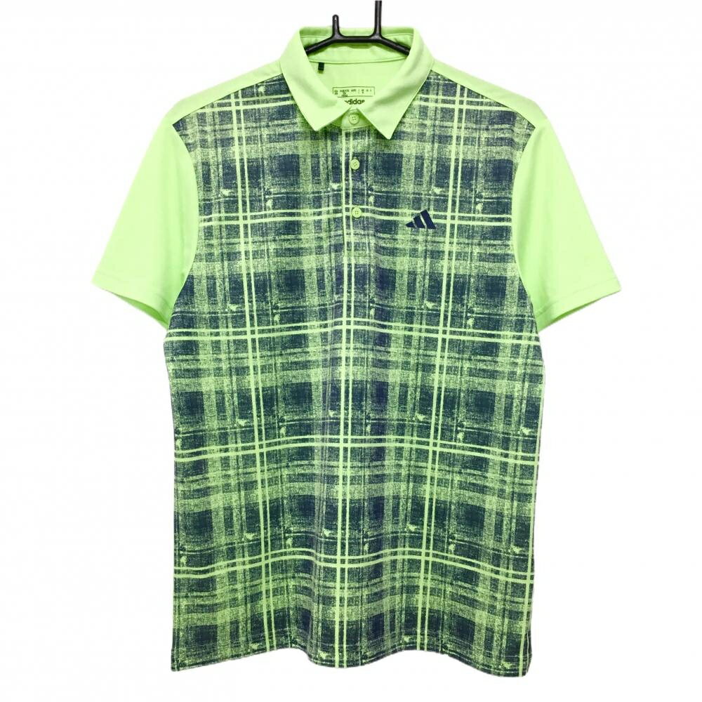 アディダス半袖ポロシャツ蛍光グリー...