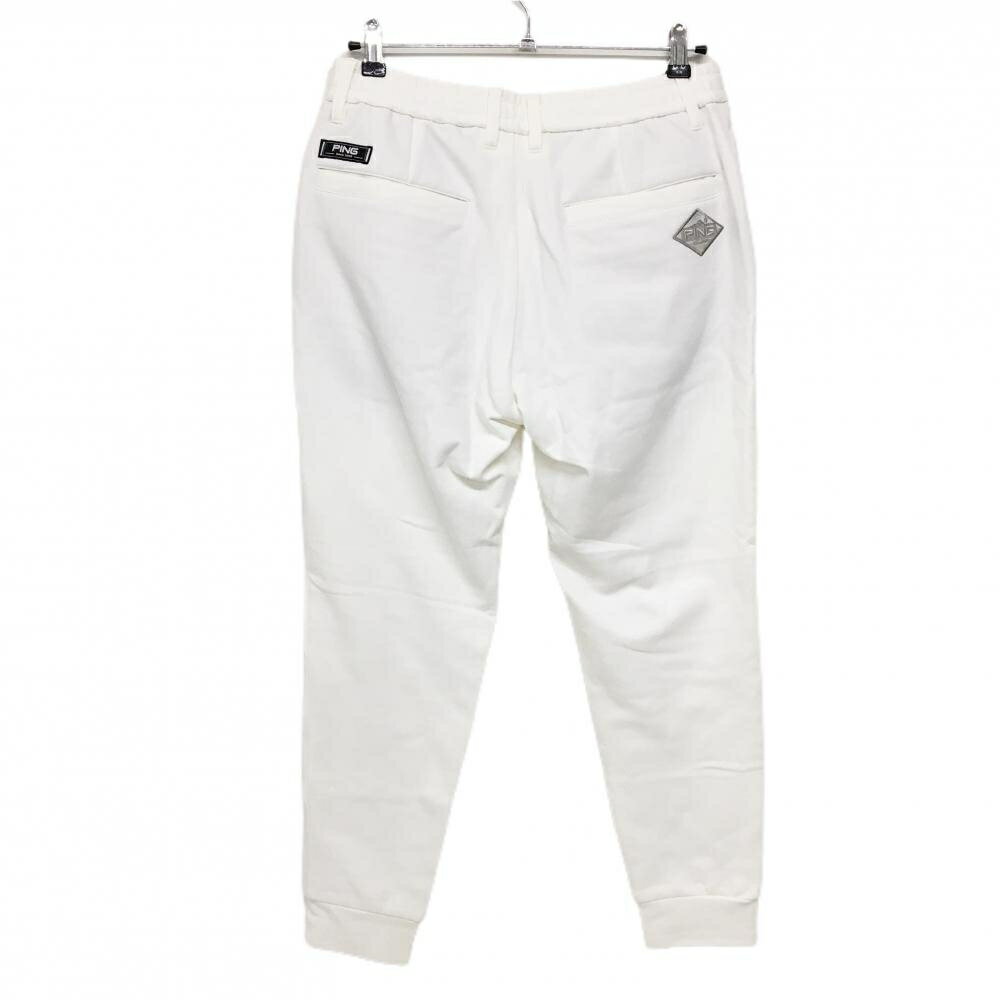 【超美品】ピン ジョガーパンツ 白 ベルト部一部ゴム 裏起毛 ストレッチ メンズ L ゴルフウェア 2023年モデル PING