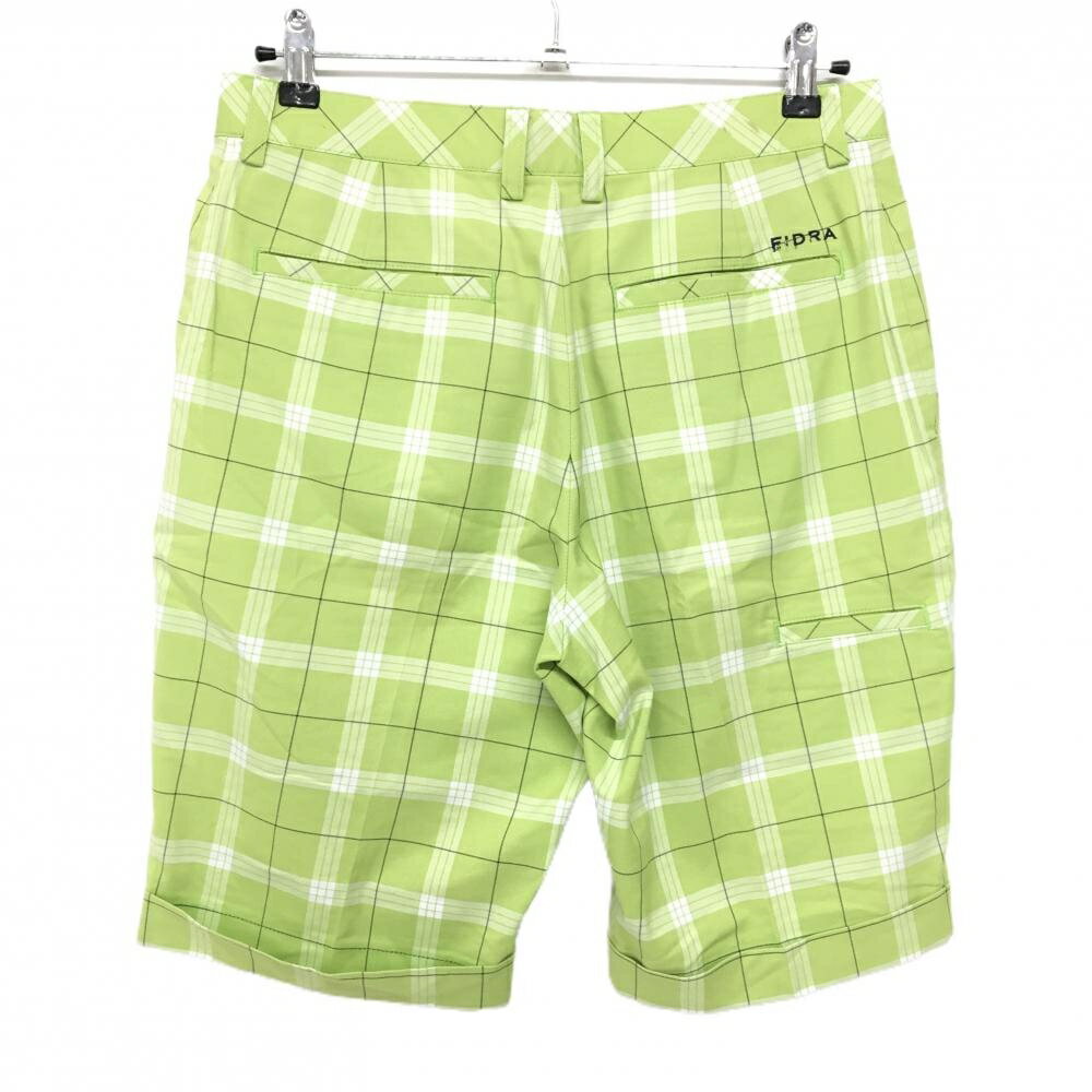 フィドラ ハーフパンツ ライトグリーン×白 チェック柄 バックロゴ メンズ 79 ゴルフウェア FIDRA