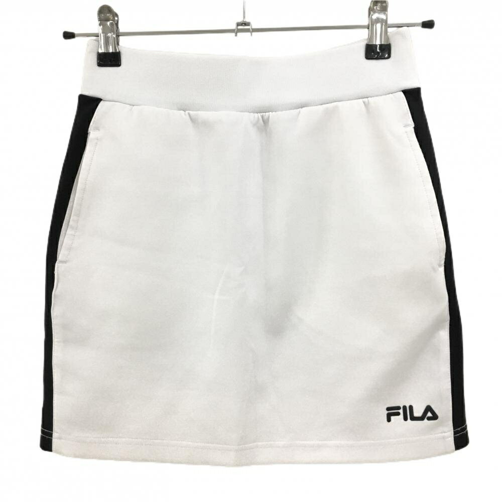 乐天商城 - フィラゴルフ スカート 白×黒 サイドライン レディース S ゴルフウェア FILA GOLF