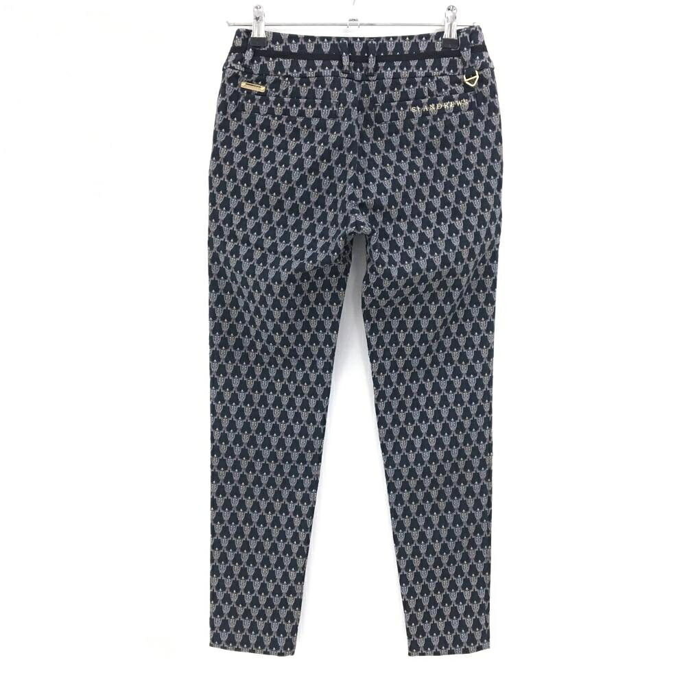 【超美品】セントアンドリュース パンツ ネイビー×グレー 総柄 裏起毛 レディース S ゴルフウェア St ANDREWS