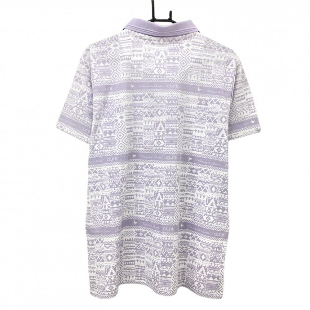 【新品】クランク 半袖ポロシャツ パープル×白 総柄 綿混 メンズ O ゴルフウェア CLUNK