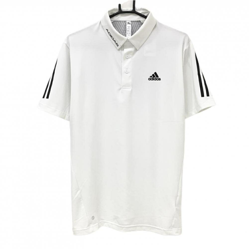 アディダス半袖ポロシャツ白×黒背面...