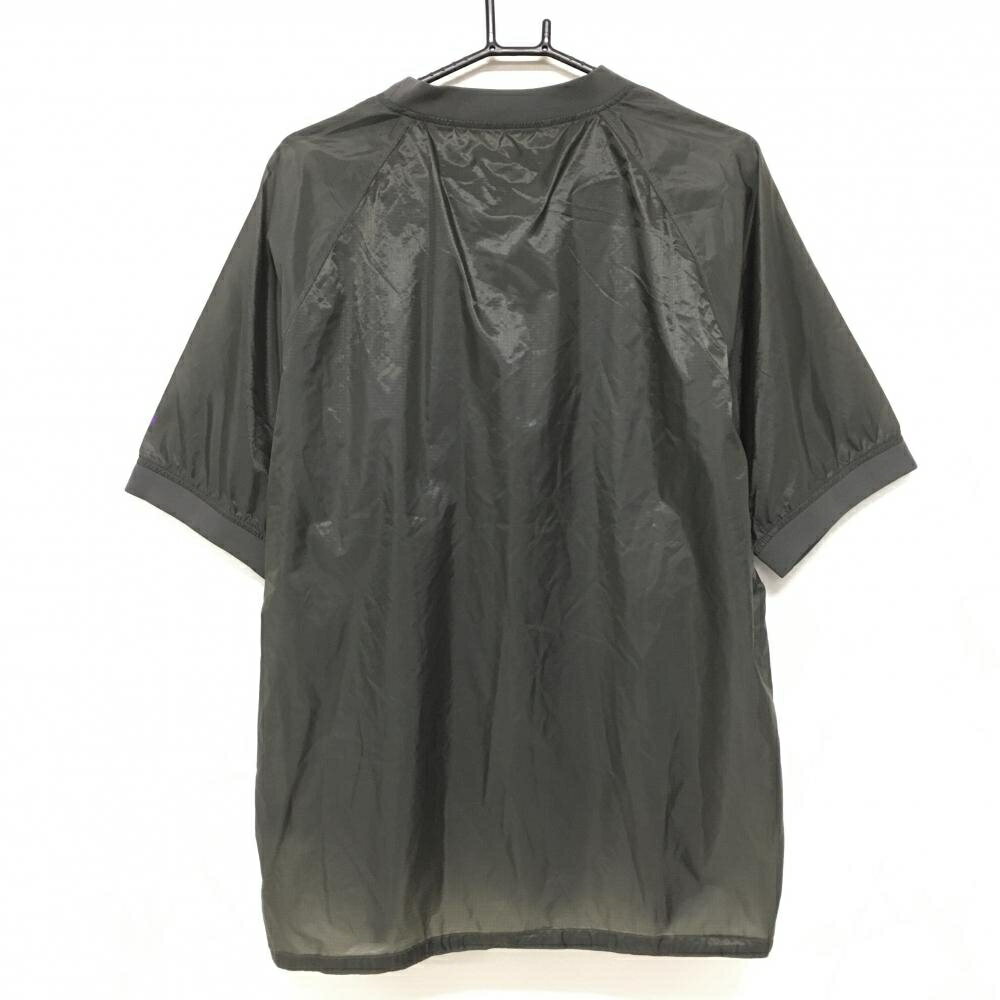 【超美品】パーリーゲイツ 半袖スニード グレー 胸ロゴプリント 裾ドローコード ブルゾン メンズ 5(L) ゴルフウェア PEARLY GATES