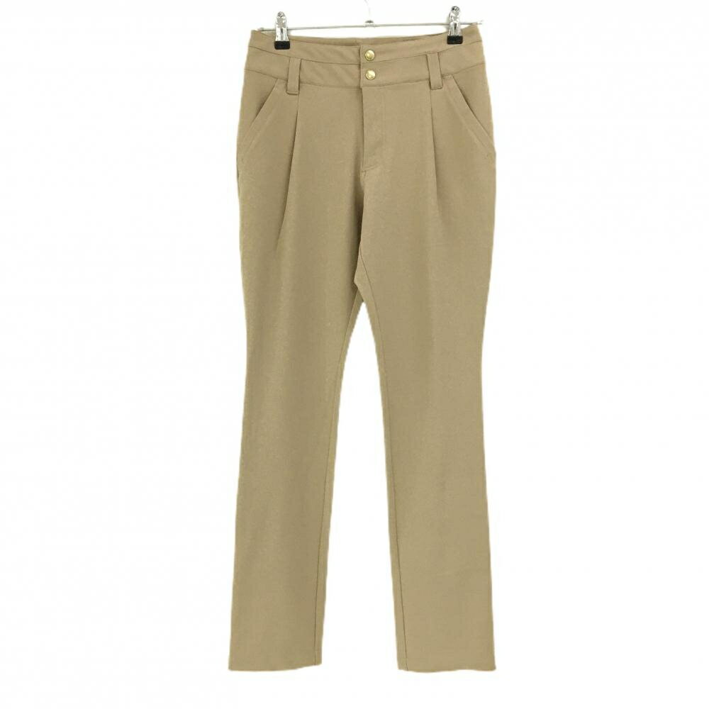 【超美品】MUスポーツ パンツ ベージュ ストレッチ ロゴ刺しゅう レディース 40(M) ゴルフウェア M・U ..