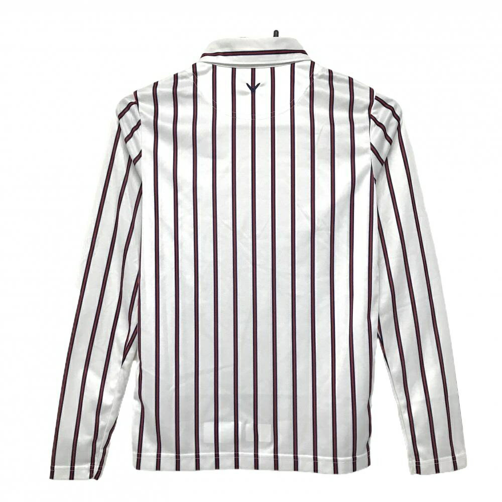 キャロウェイ 長袖ポロシャツ 白×レッド ストライプ ロゴ刺しゅう レディース M ゴルフウェア Callaway