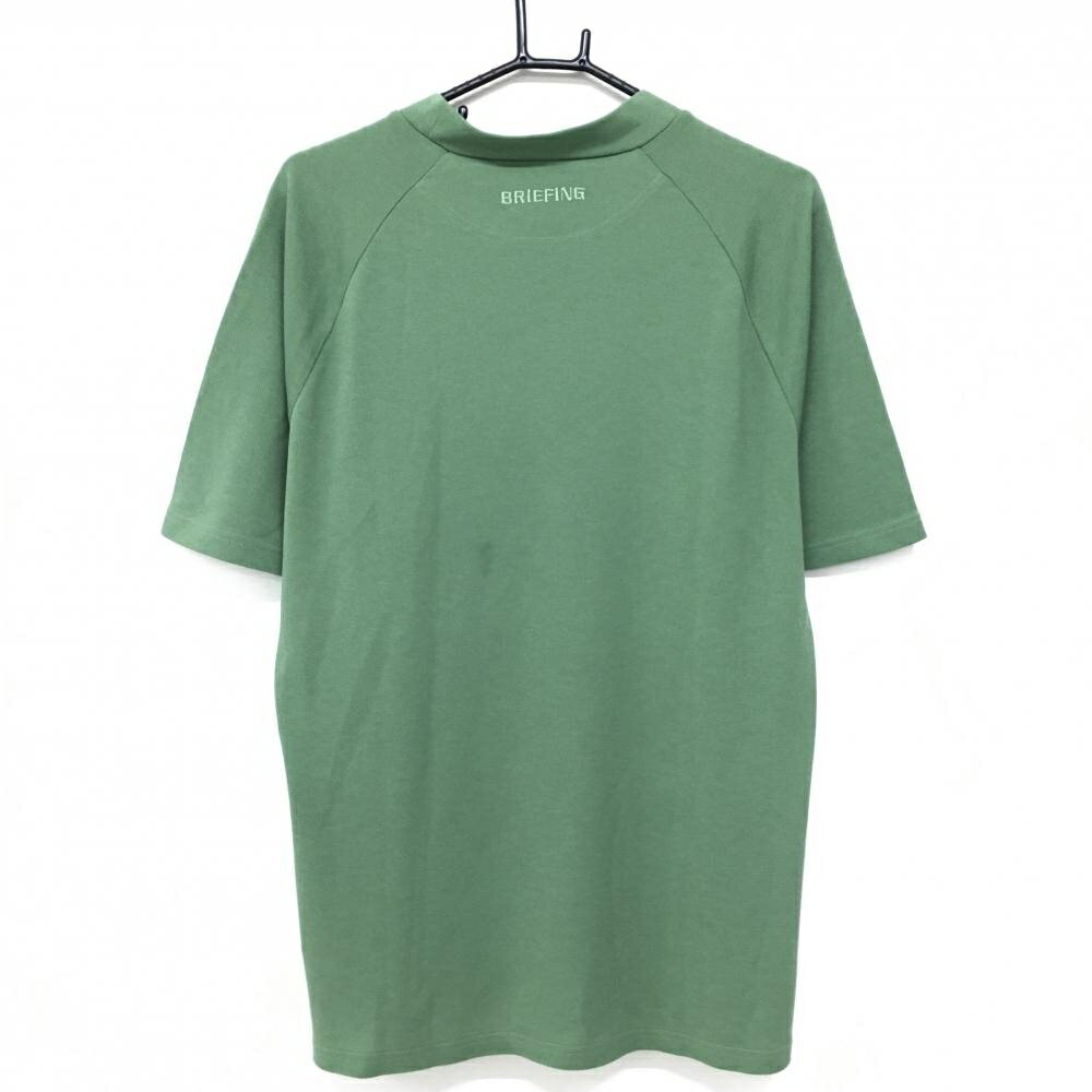 【超美品】ブリーフィング 半袖ハイネックシャツ グリーン系 通気性 速乾性 ロゴ メンズ M ゴルフウェア 2025年モデル BRIEFING