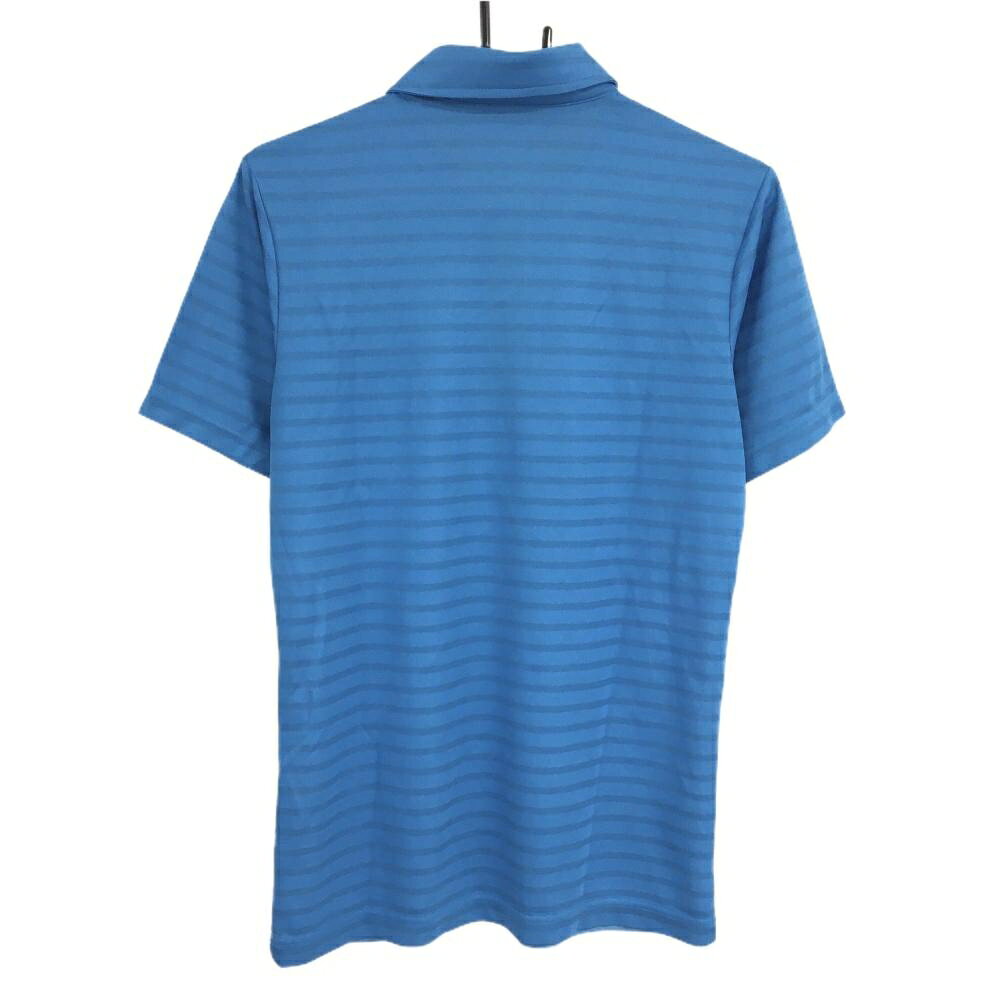 【美品】ビバハート 半袖ポロシャツ ライトブルー×白 ボーダー 胸元ロゴ メンズ 48(M) ゴルフウェア VIVA HEART