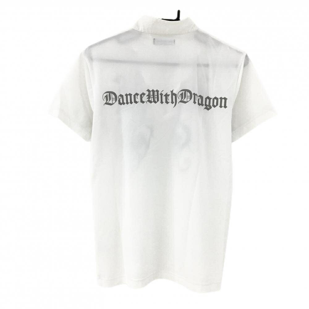 【美品】ダンスウィズドラゴン 半袖ハイネックシャツ 白×グレー メンズ 2(M) ゴルフウェア Dance With Dragon