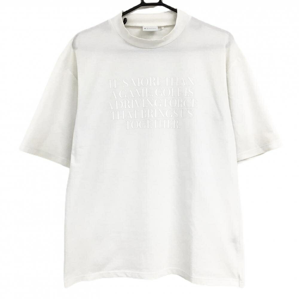 テーラーメイド 半袖ハイネックシャツ 白 胸プリント メンズ S ゴルフウェア 2024年モデル TaylorMade