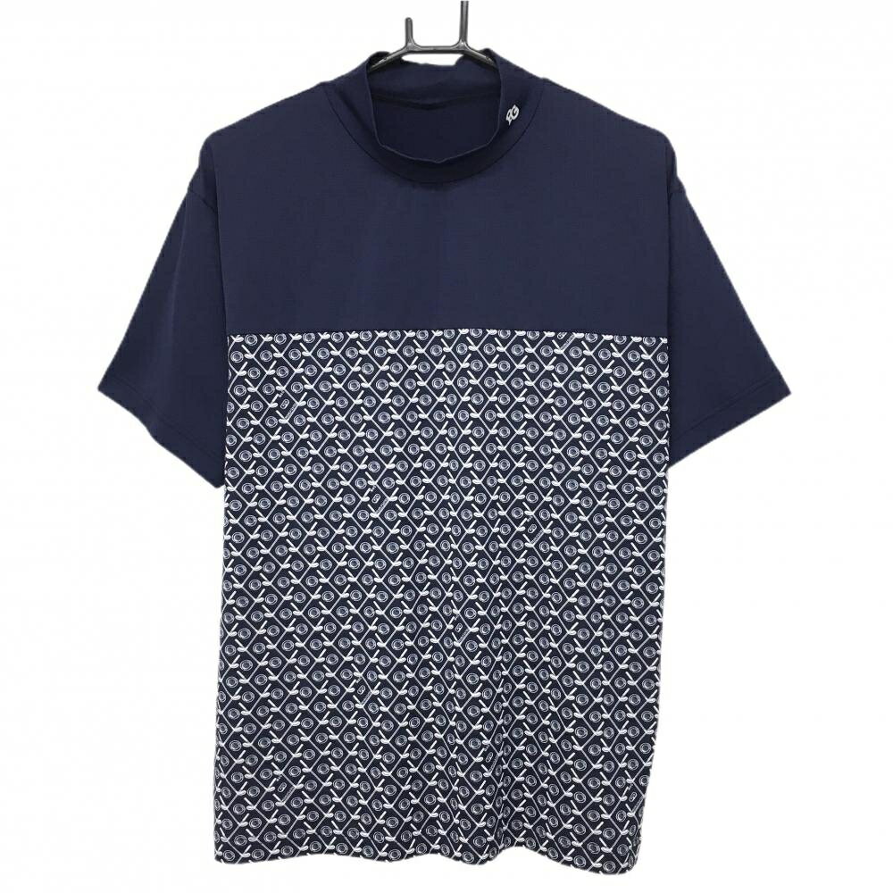 TAKEO KIKUCHI SPORT - 【超美品】パーリーゲイツ 半袖ハイネックシャツ ネイビー×白 胸下総柄 ストレッチ メンズ 4(M) ゴルフウェア 2024年モデル PEARLY GATES