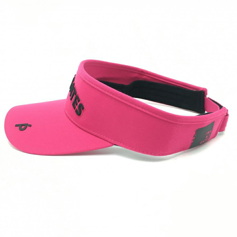 【超美品】パーリーゲイツ サンバイザー ダークピンク×黒 立体ロゴ ゴルフウェア PEARLY GATES