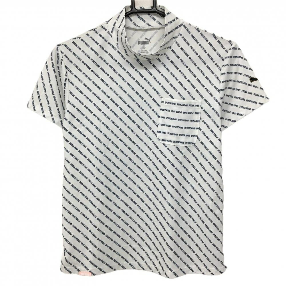プーマ半袖ハイネックシャツ白×ネイ...