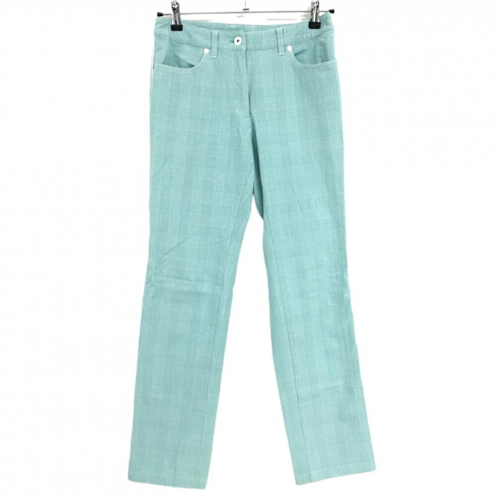 マンシングウェア パンツ グリーン×白 チェック サイドパイピングライン ストレッチ レディース 11 ゴ..