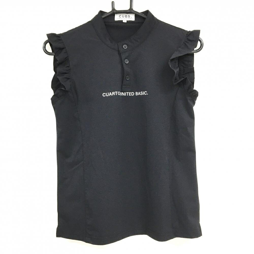 【超美品】クアルトユナイテッドベーシック ノースリーブシャツ 黒 フリル CUBS. レディース S ゴルフ..