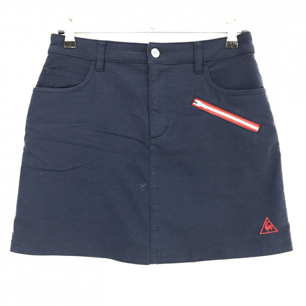 ルコック スカート ネイビー×レッド ジップポケット 刺しゅう 内側インナーパンツ レディース 11 ゴル..