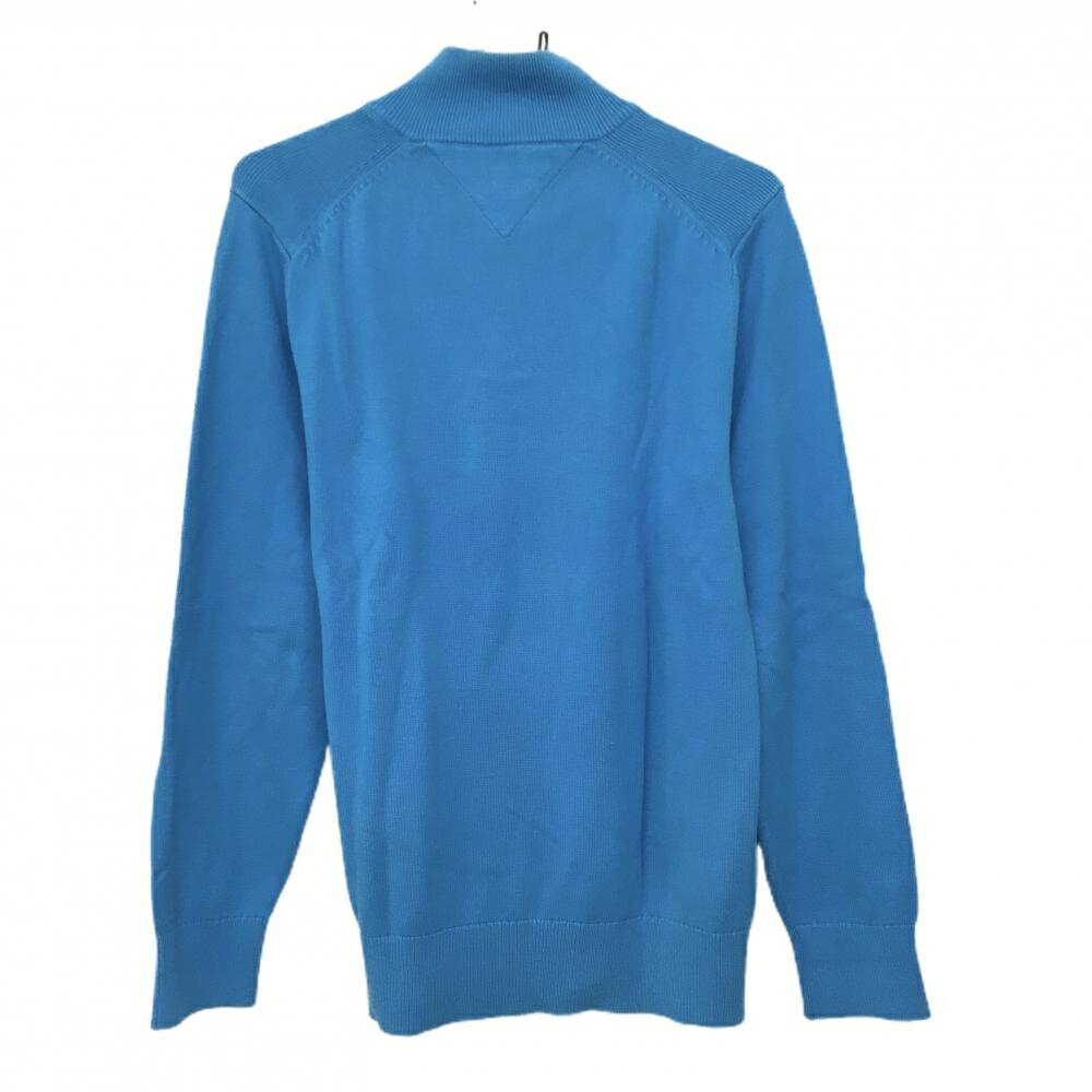 トミーヒルフィガー ハイネックセーター ライトブルー コットン100％ ニット 胸元ロゴ メンズ M ゴルフウェア Tommy Hilfiger Golf