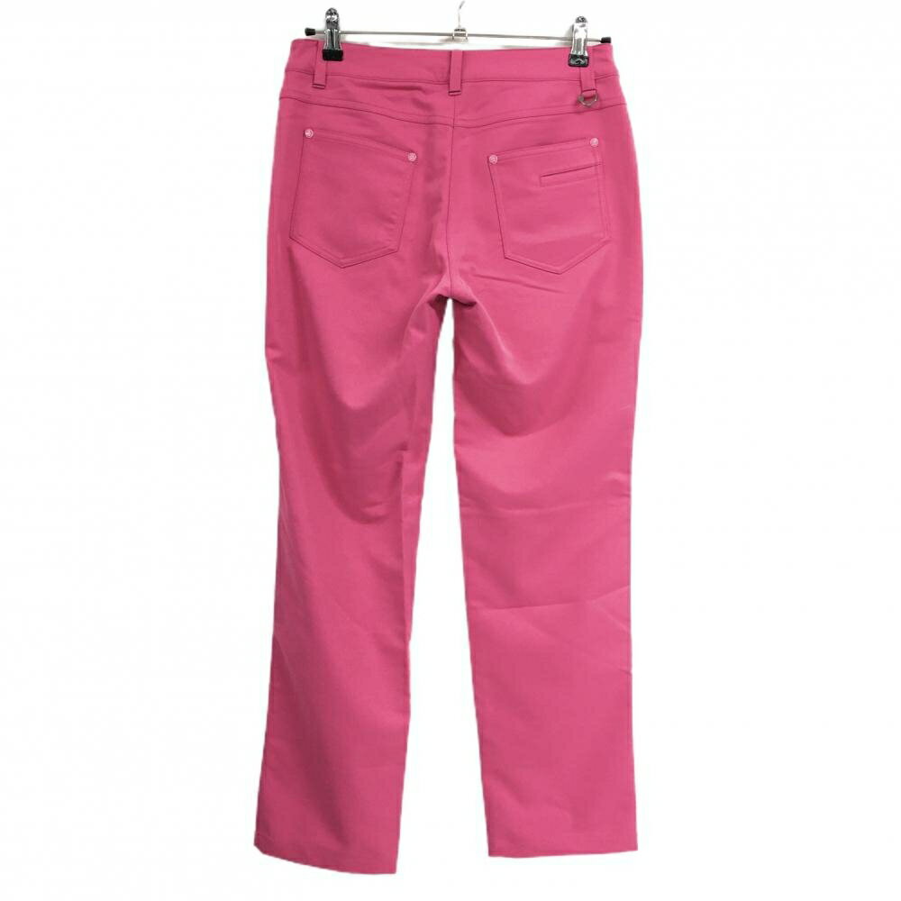 【美品】マンシングウェア パンツ ピンク シンプル ロゴ刺しゅう ストレッチ レディース 11 ゴルフウェア Munsingwear