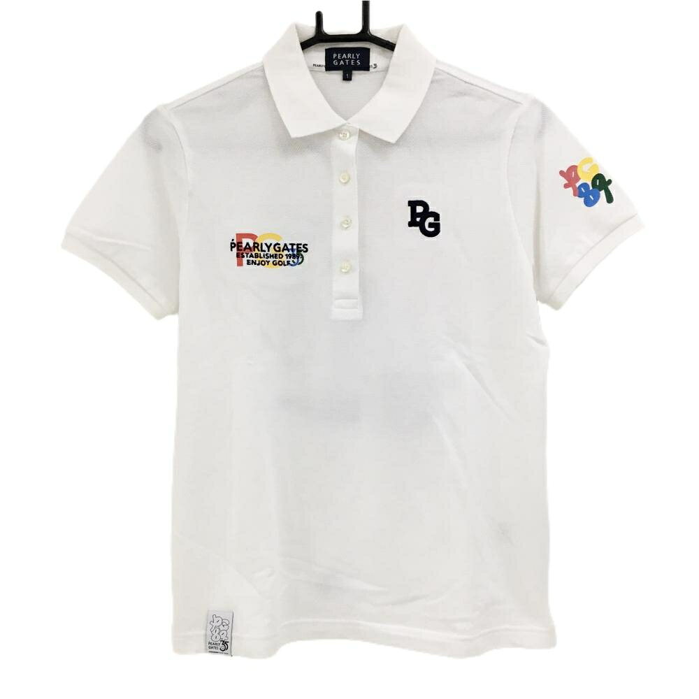 PEARLY GATES - 【超美品】パーリーゲイツ 半袖ポロシャツ 白 バックプリント 35周年 レディース 1(M) ゴルフウェア 2024年モデル PEARLY GATES