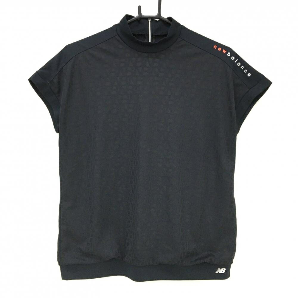 TRUSSARDI - 【超美品】ニューバランスゴルフ 半袖ハイネックシャツ 黒 ロゴ総柄地模様 レディース 1(M) ゴルフウェア 2023年モデル New Balance
