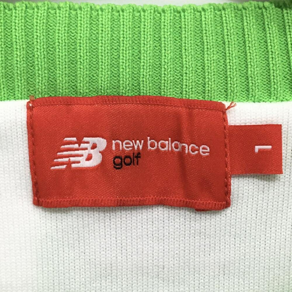 【超美品】ニューバランスゴルフ ニットベスト ライトグリーン×白 レディース 1(M)...