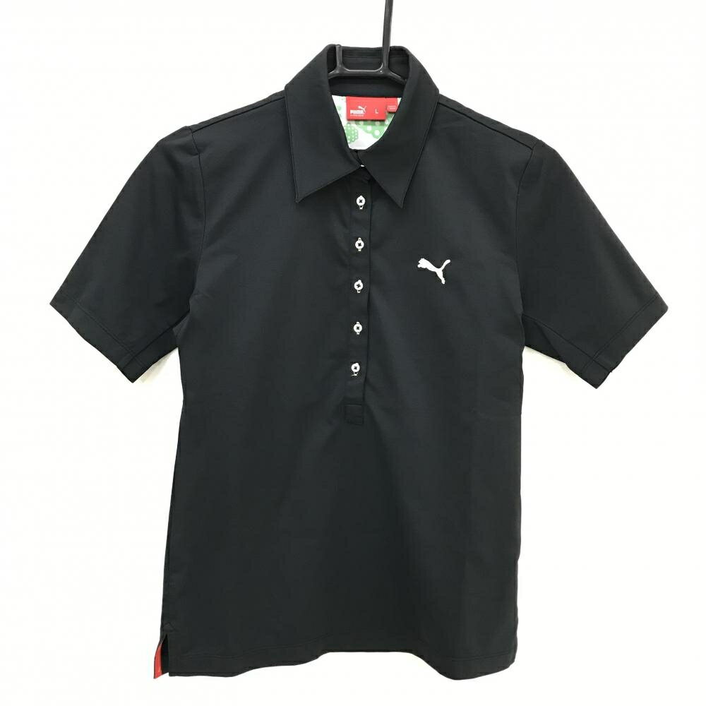 PUMA - 【超美品】プーマ 半袖ポロシャツ 黒 ロゴ刺しゅう レディース L ゴルフウェア PUMA