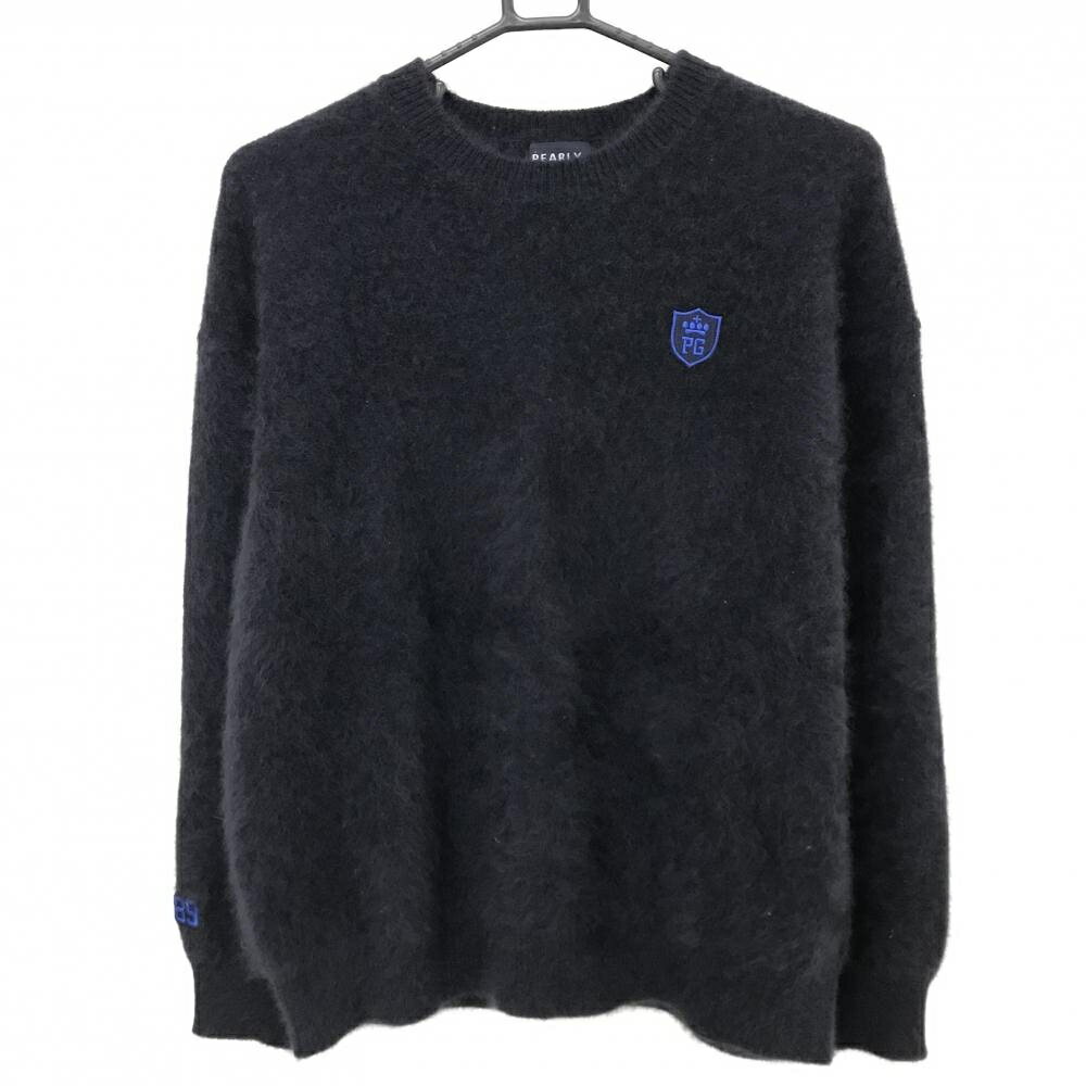 【超美品】パーリーゲイツ セーター ネイビー バックロゴ白 ウール混 ニット レディース 1(M) ゴルフウ..
