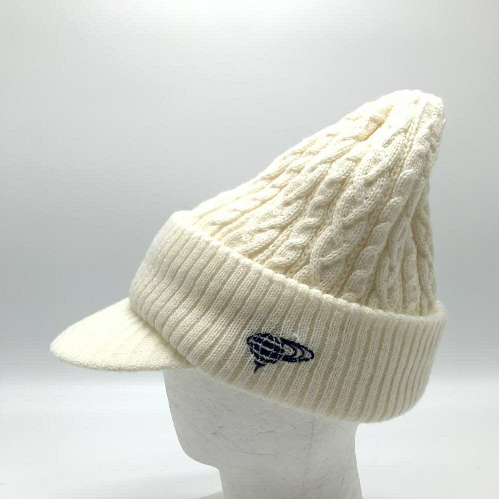 ビームスゴルフ つば付きニット帽 アイボリー ケーブル編み 55-57cm ゴルフウェア BEAMS GOLF
