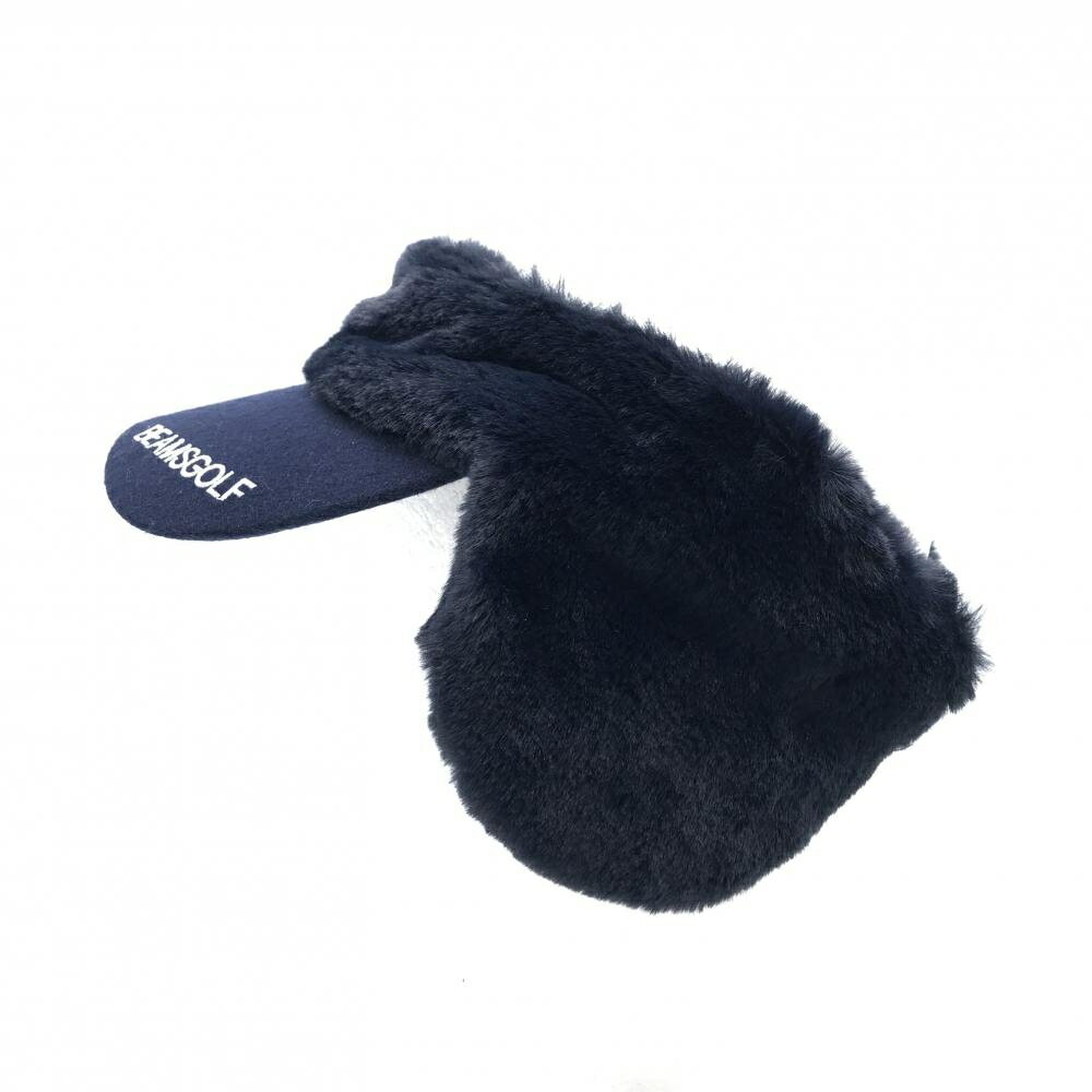 【超美品】ビームスゴルフ イヤーマフ付サンバイザー ネイビー ファー 56-58cm ゴルフウェア BEAMS GOLF