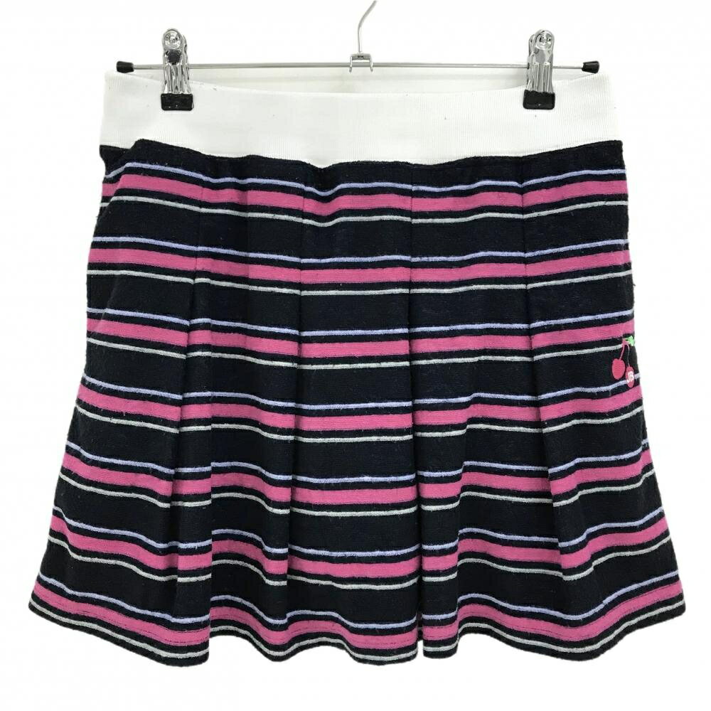 ジャックバニー スカート ネイビー×ピンク ボーダー パイル地 レディース 2(L) ゴルフウェア 2025年モ..