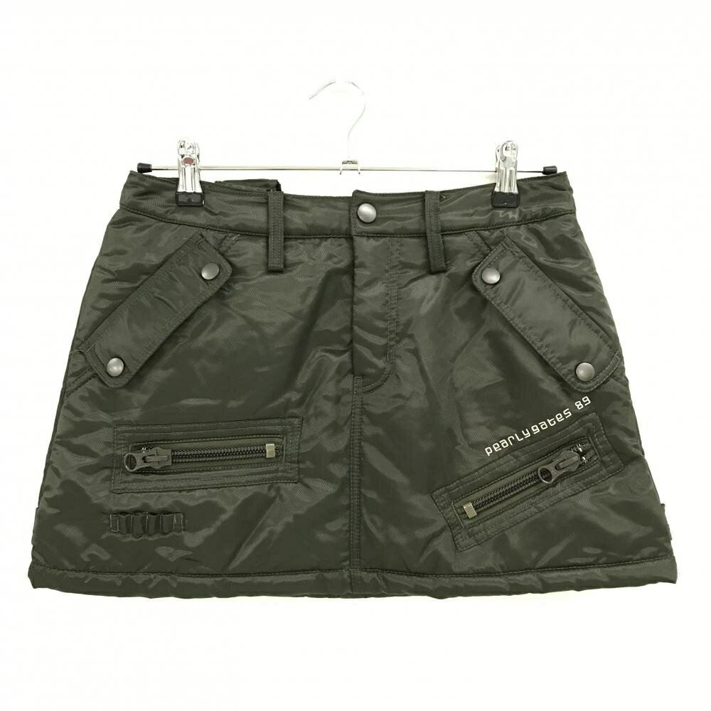 【美品】パーリーゲイツ 中綿カーゴスカート カーキ ボールケース着脱可 レディース 0(S) ゴルフウェア..