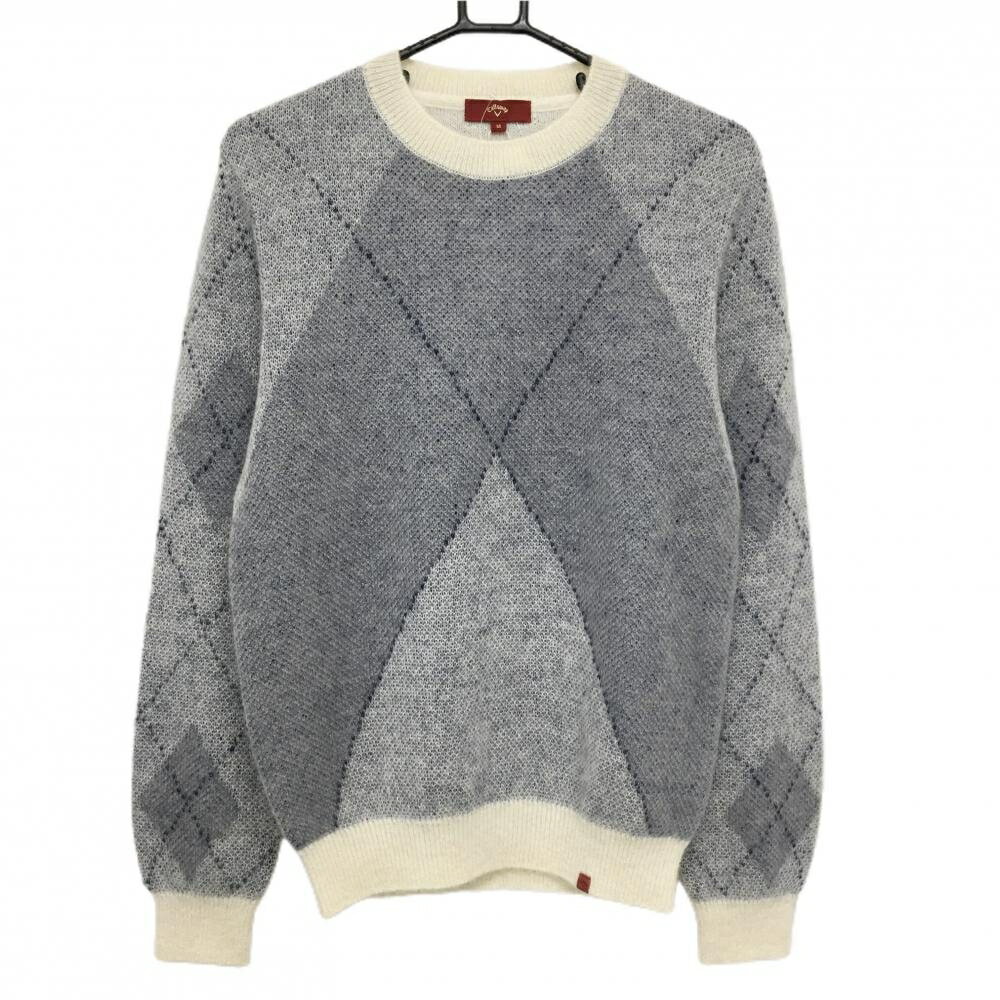【新品】キャロウェイ レッドレーベル セーター ライトグレー系×グレー系 一部アーガイル風 モヘヤ メ..