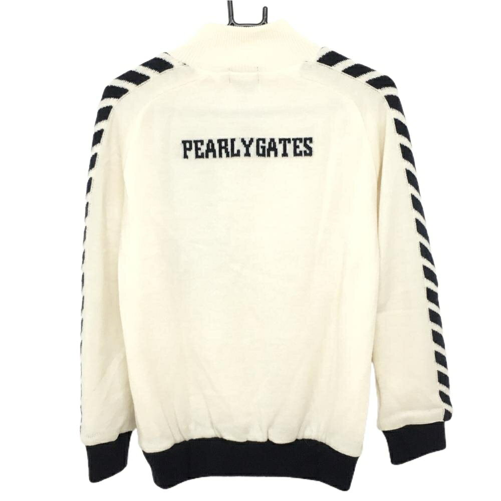 レオナード 楽天市場店の【美品】パーリーゲイツ ニットジャケット アイボリー×ネイビー ダブルジップ レディース 0(S) ゴルフウェア PEARLY GATES｜アングル2