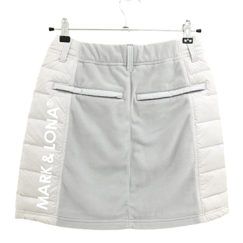【超美品】マークアンドロナ ダウンスカート グレー 一部ドット・カモフラ柄地模様 レディース 36(S) ゴルフウェア MARK＆LONA