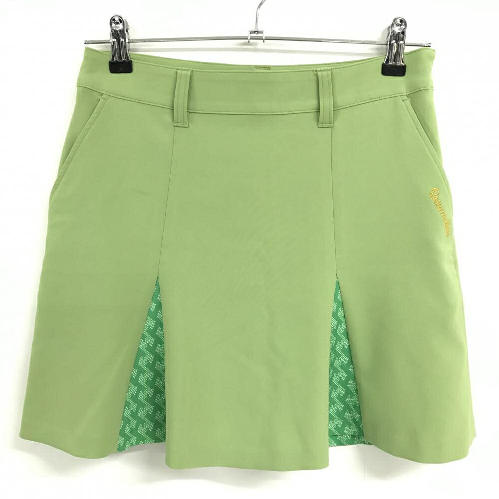 【超美品】レザレクション スカート ライトグリーン×グリーン 裾一部総柄 レディース S ゴルフウェア Resurrection
