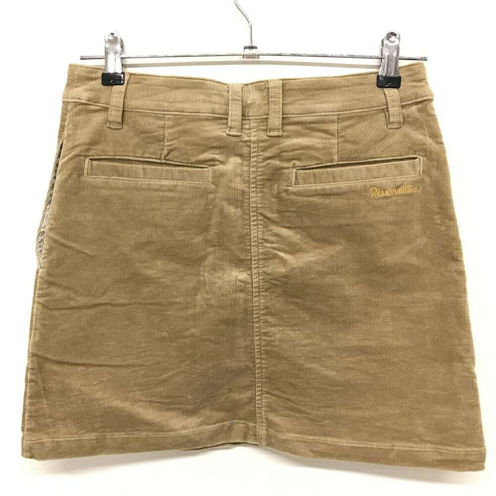 【美品】レザレクション コーデュロイスカート ベージュ ロゴ刺しゅう レディース ゴルフウェア Resurrection