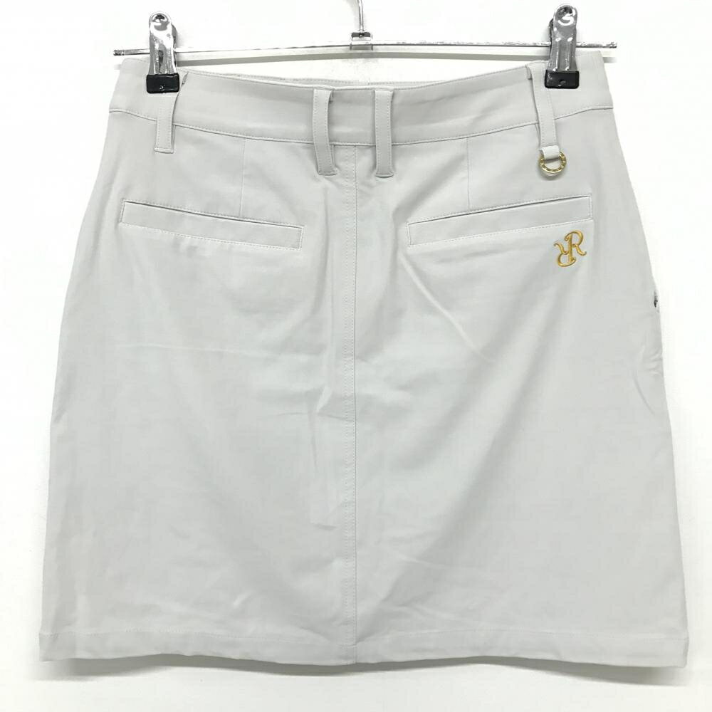 【超美品】レザレクション スカート オフホワイト ロゴイエローブラウン レディース S ゴルフウェア Resurrection