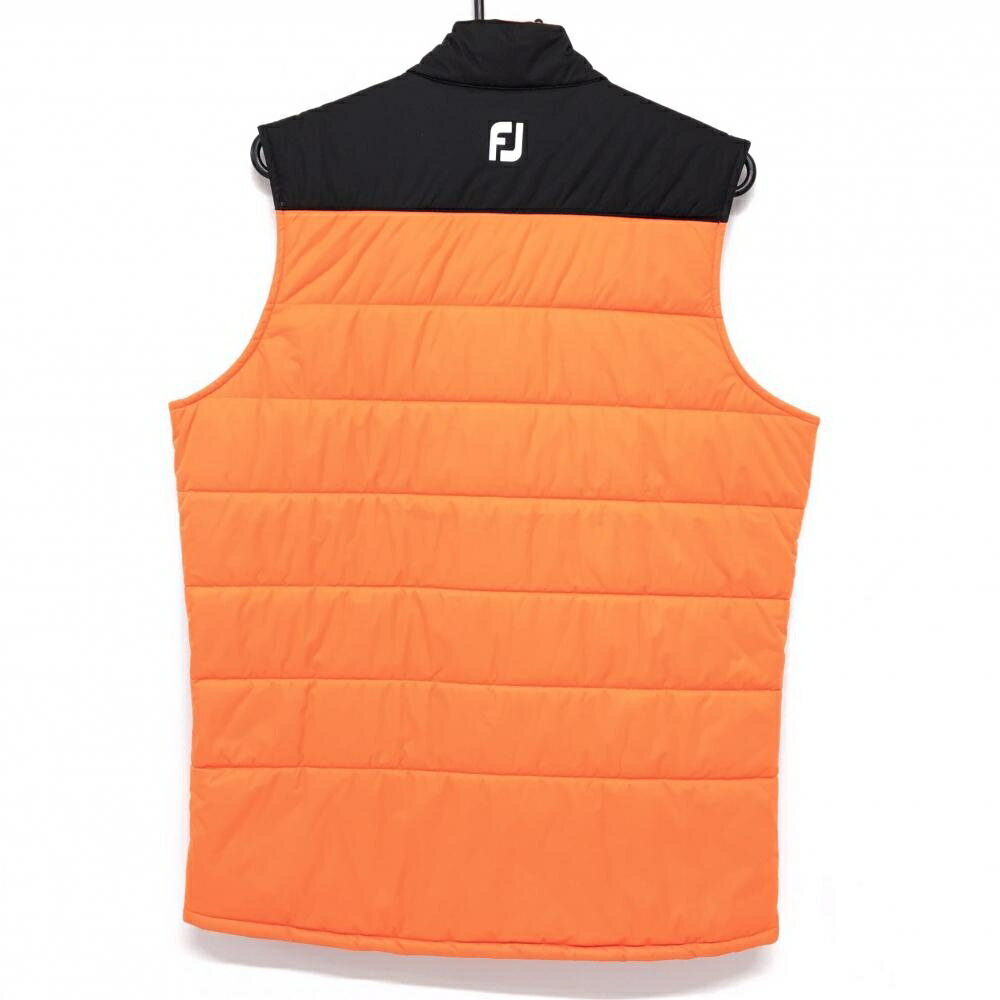 【美品】フットジョイ 中綿ベスト オレンジ×黒 ネックロゴ メンズ XL ゴルフウェア FootJoy