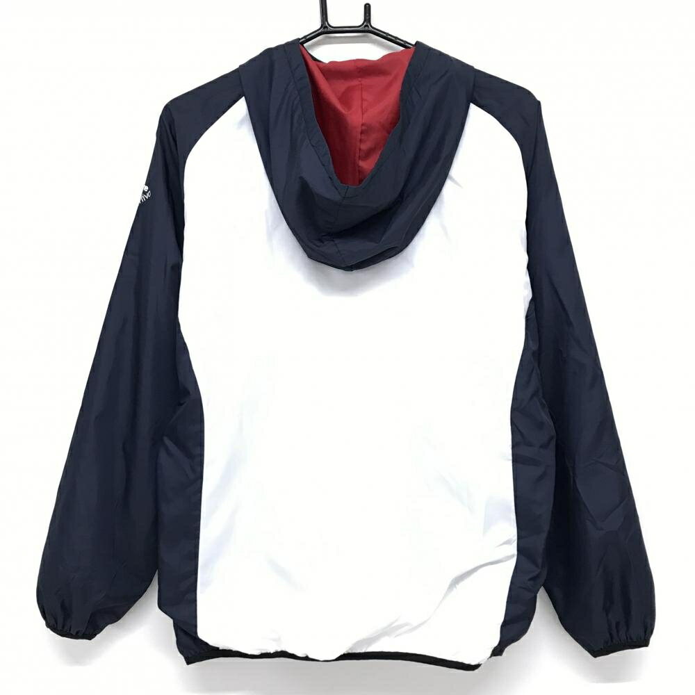 フィラ ジップパーカー ネイビー×白 フロント英字 裏地起毛 メンズ M ゴルフウェア FILA GOLF