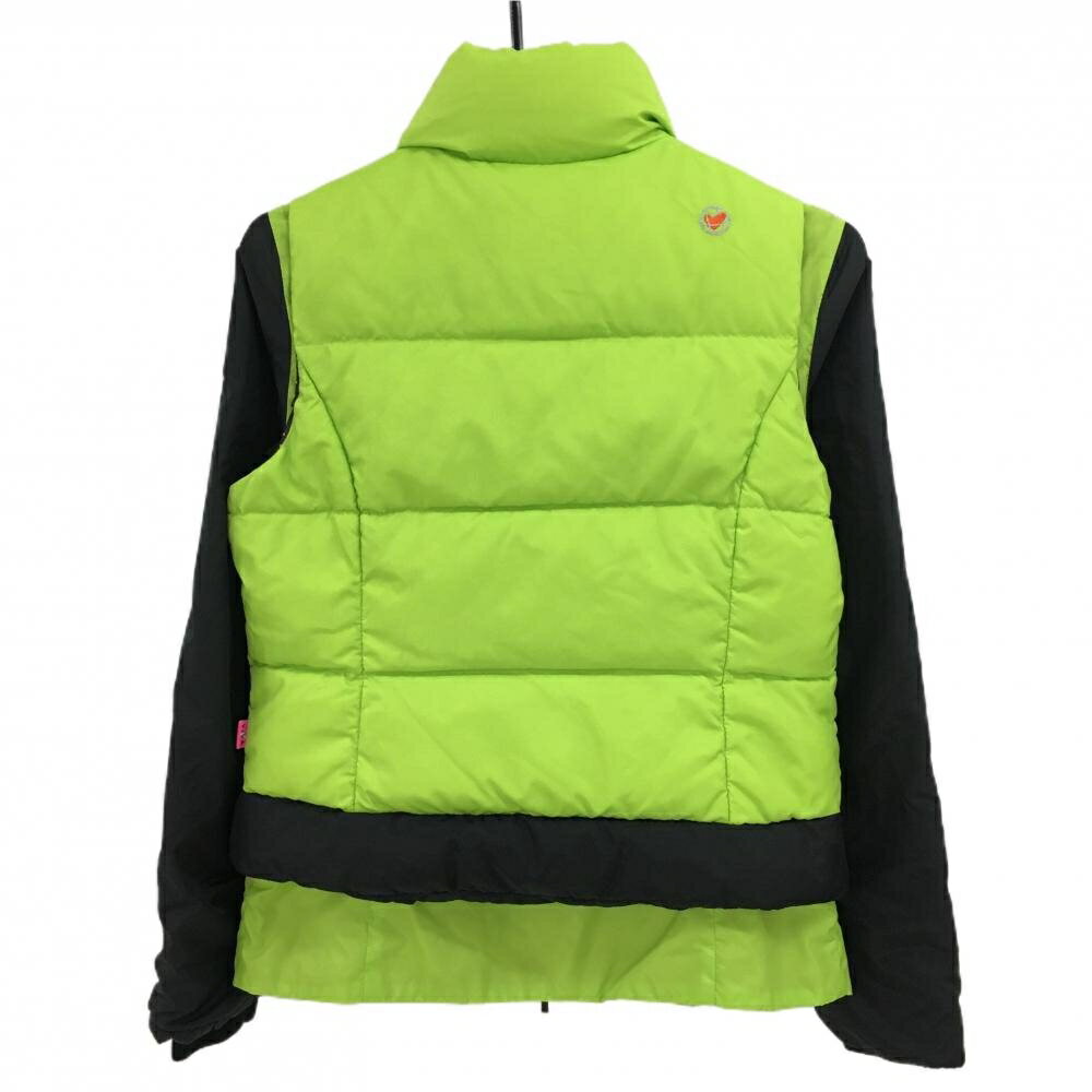 ビバハート 3WAYダウンジャケット ライムグリーン系×黒 中綿ジャケット ダウンベスト レディース 40(M) ゴルフウェア VIVA HEART