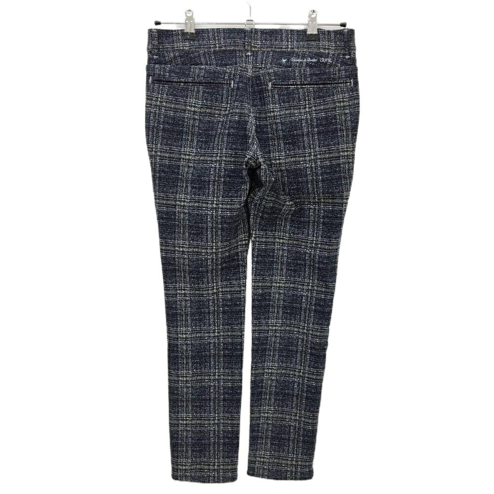【超美品】クランク×ONO+8186 パンツ ネイビー×白 チェック 裏起毛 レディース L ゴルフウェア CLUNK