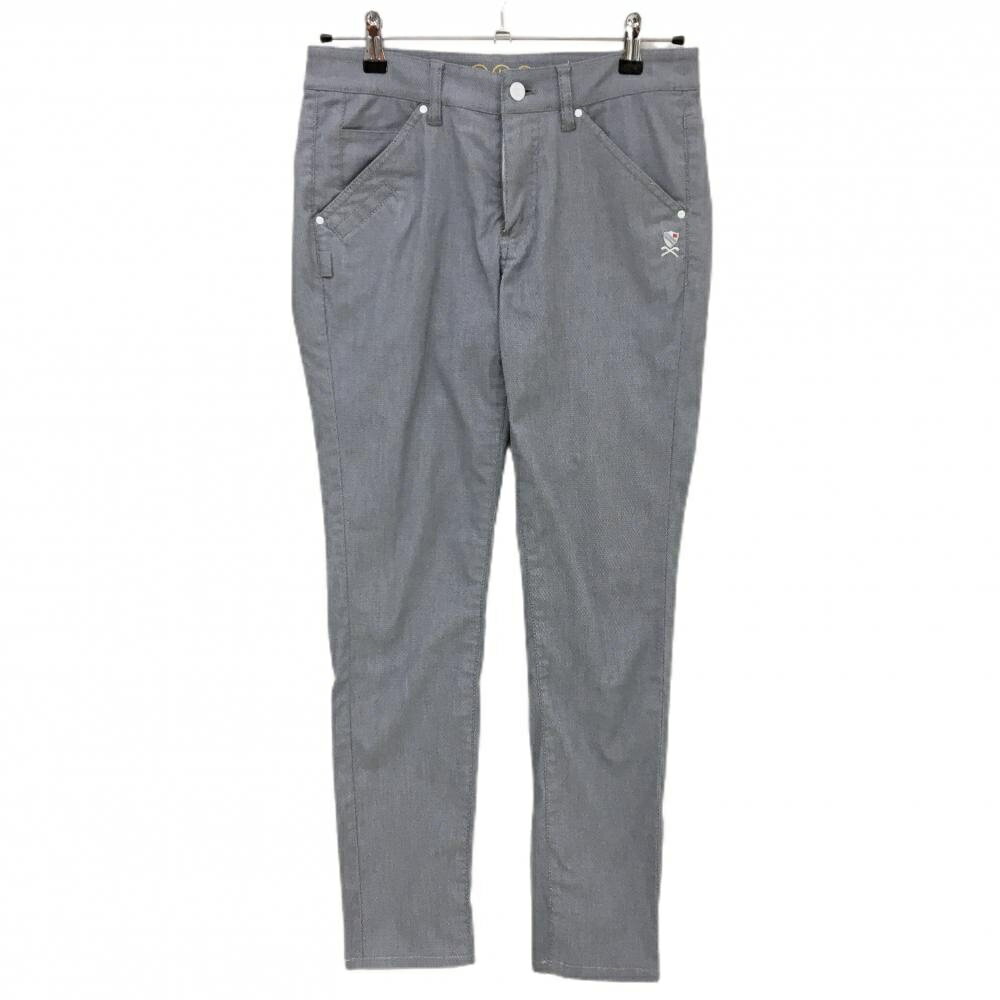 【美品】パーリーゲイツ パンツ グレー 織生地 ニコちゃん スマイル レディース 1(M) ゴルフウェア PEA..