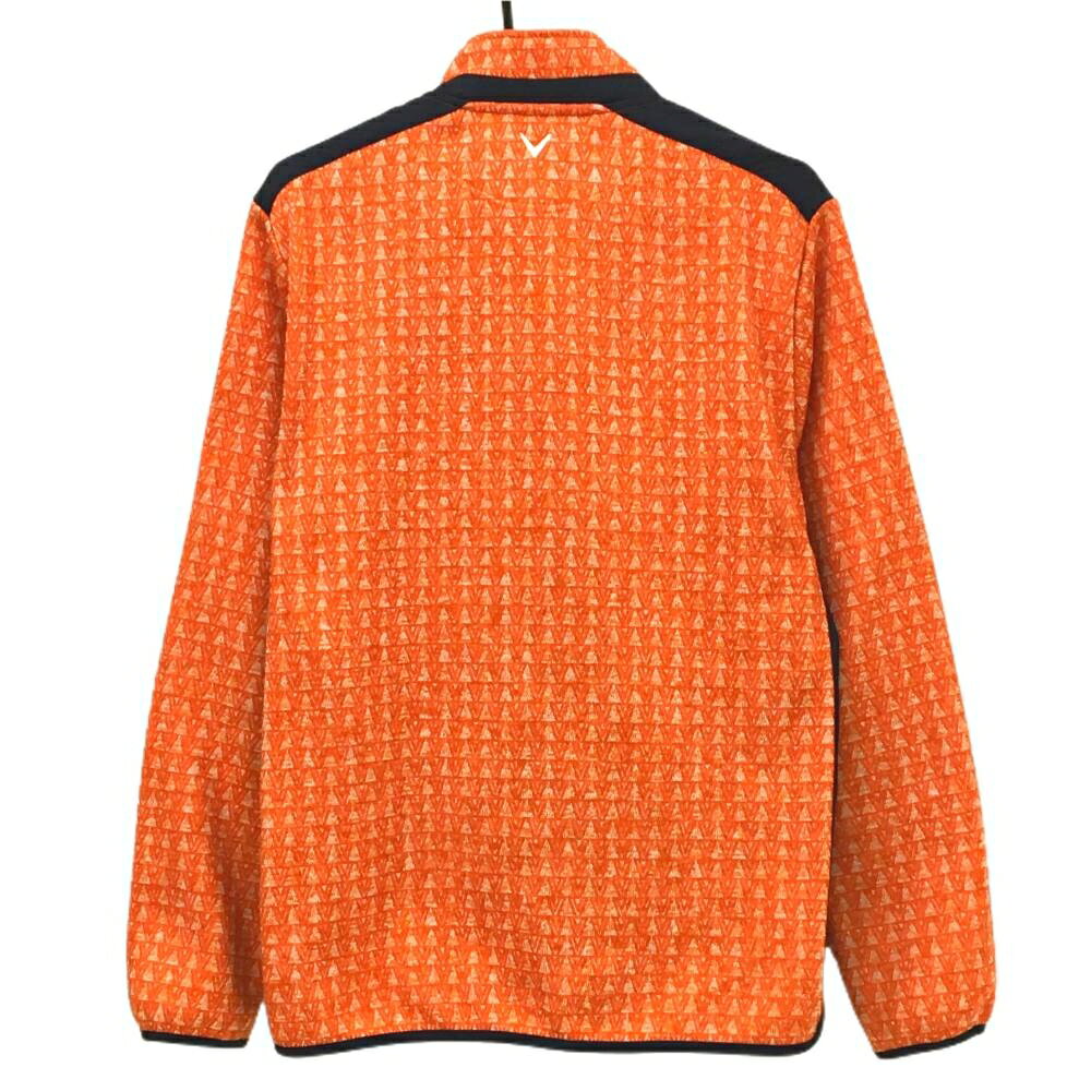 【美品】キャロウェイ 切替ジャケット オレンジ×白 総柄 ロゴ刺しゅう 裏起毛 メン...