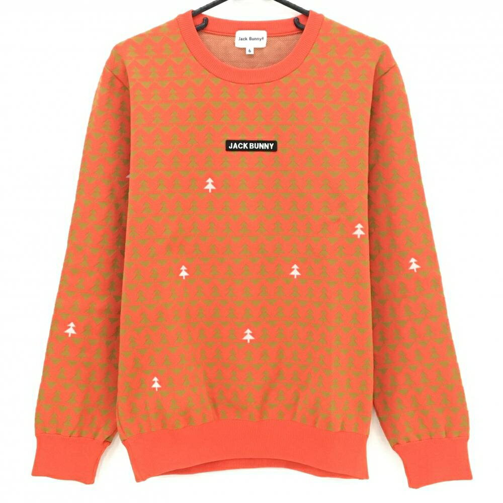 【超美品】ジャックバニー セーター オレンジ×イエローブラウン ツリー柄 ポリエステル100％ メンズ 6(..