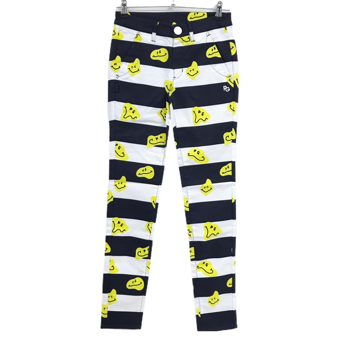 【新品】パーリーゲイツ パンツ 白×ネイビー×イエロー TOKE NIKO ボーダー レディ...