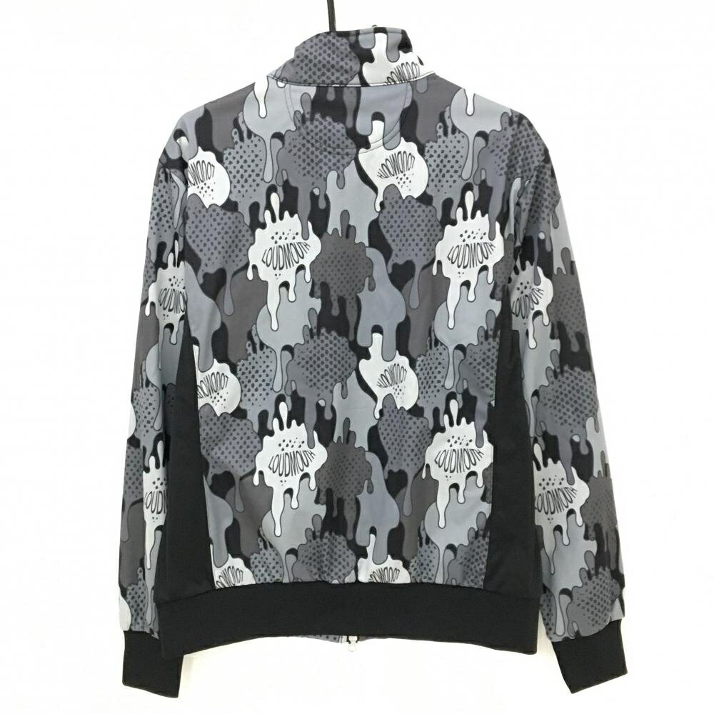 【美品】ラウドマウス ジャケットブルゾン グレー×ダークグレー 総柄 ロゴ刺しゅう 裏起毛 メンズ LL ゴルフウェア LOUDMOUTH