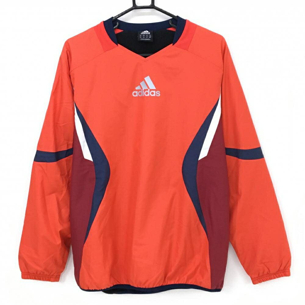 【超美品】アディダス スニード レッド×ボルドー ロゴシルバー 裏微起毛 ブルゾン メンズ M ゴルフウェア adidas