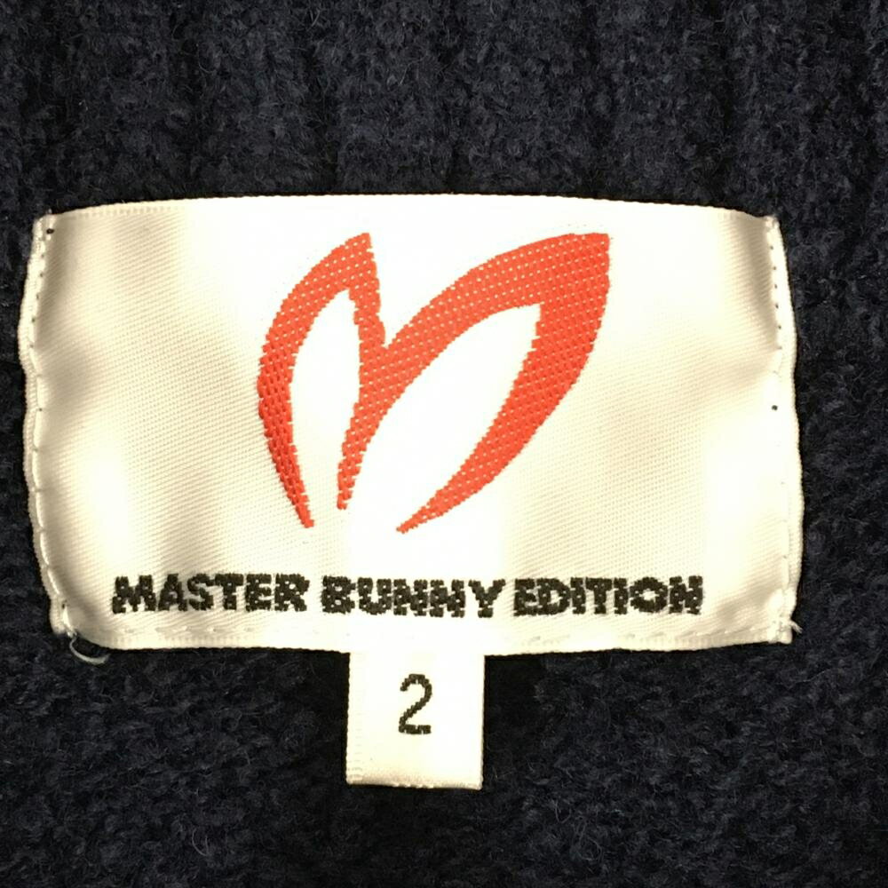 【美品】マスターバニー 襟付きニットベスト ネイビー 前身頃柄凸凹 ウール混 レディース 2(L) ゴルフウェア MASTER BUNNY EDITION