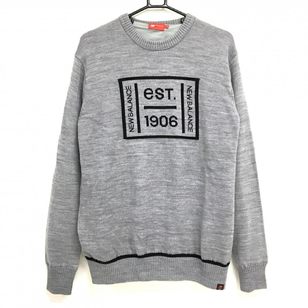 ニューバランスゴルフ セーター 杢グレー 裏地付き ニット ウール混 メンズ 6(XL) ゴルフウェア New Ba..
